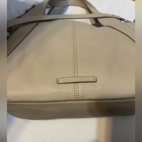 Lucky Brand genuine leather & fabric handbag NWT - Picture 2 of 10